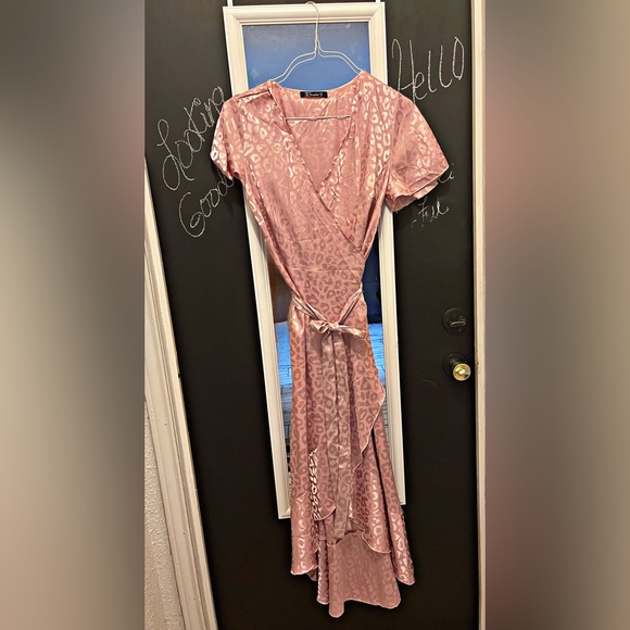 Miessial V Neck Ruffle Maxi Wrap Dress M. - Picture 2 of 3